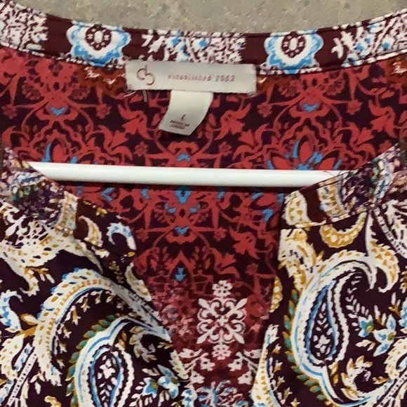 CB - Sz L - Women's Paisley Top - Red and Cream - Picture 4 of 5